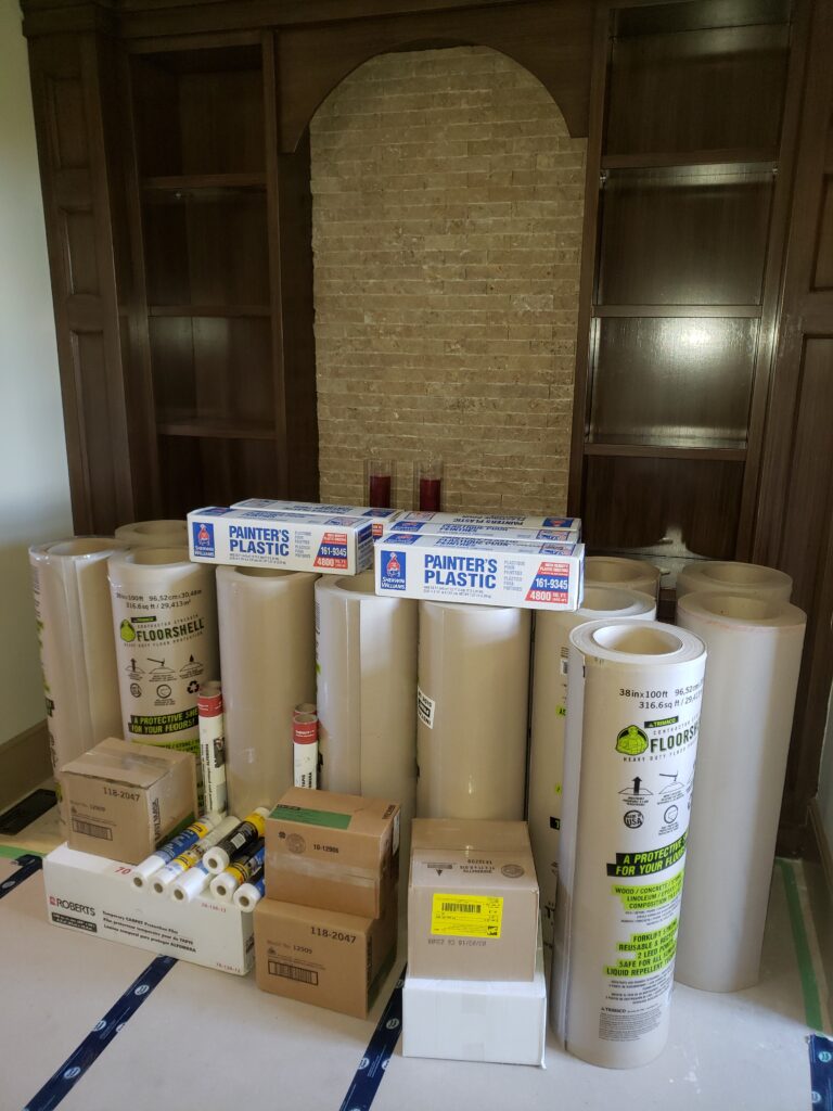 Covering materials for floor and furniture used by Image Lin Painting